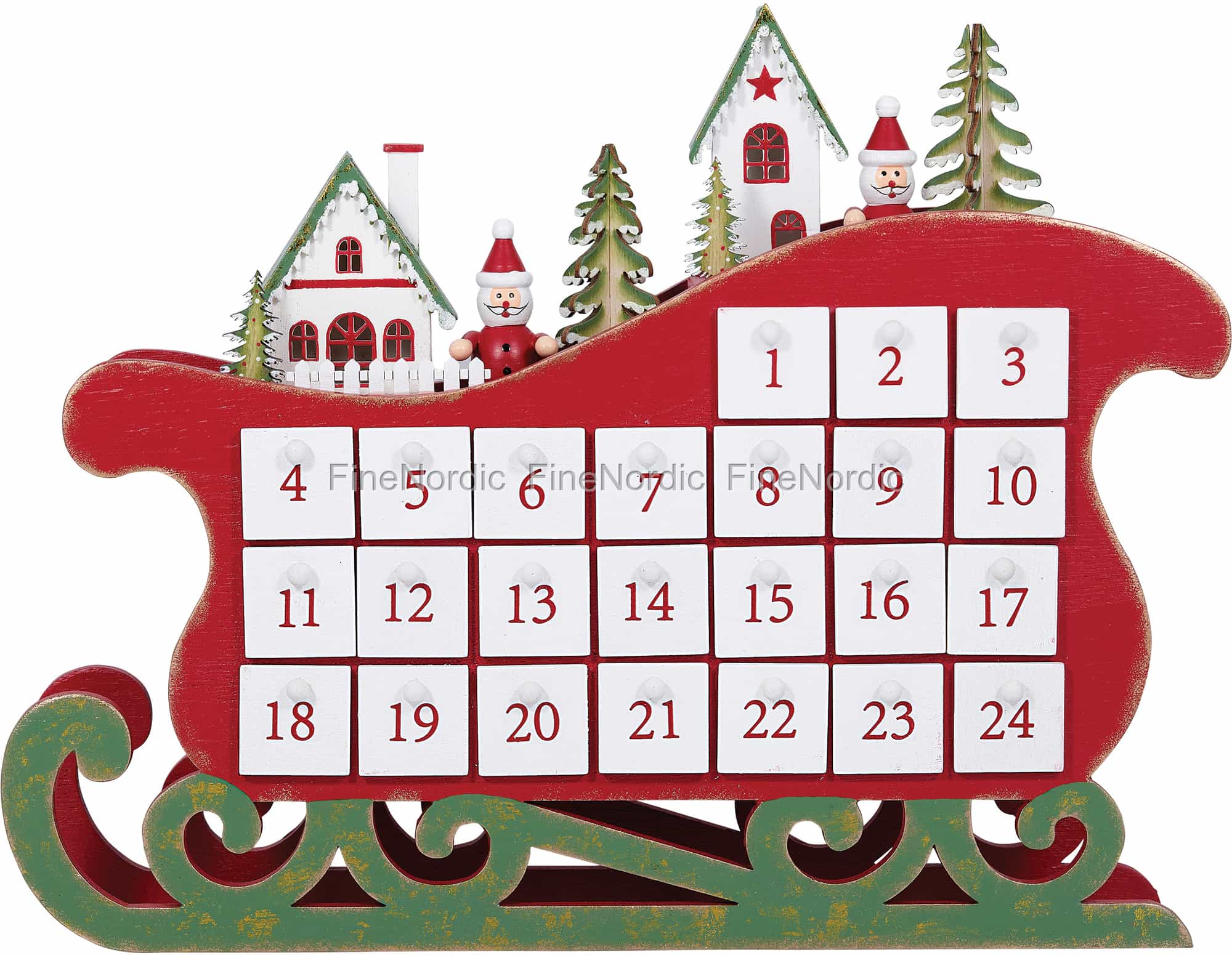 GreenGate Julkalender Släde Leonora Red